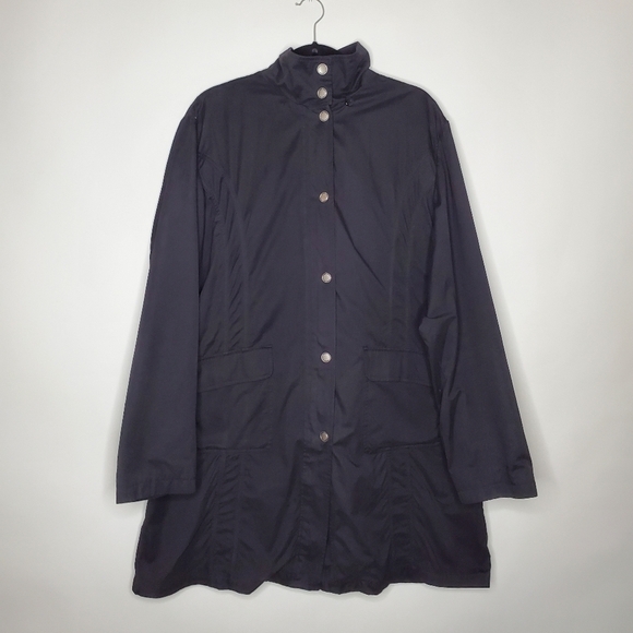 Tall Girl Hooded Anorak Size XL Zip and Snap Front Black Coat Casual Retro - Picture 15 of 15